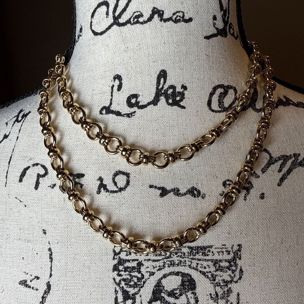 Francesca Visconti 35" Gold Tone Circle Link Chain Necklace